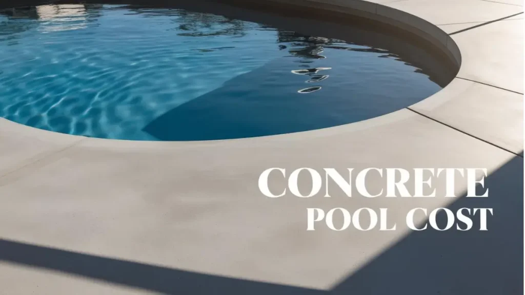 A sleek round concrete pool with a smooth deck, showcasing concrete pool cost factors and design options.