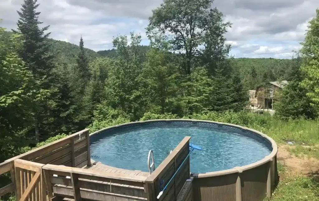 Semi Above-Ground Pool in a sloped yard