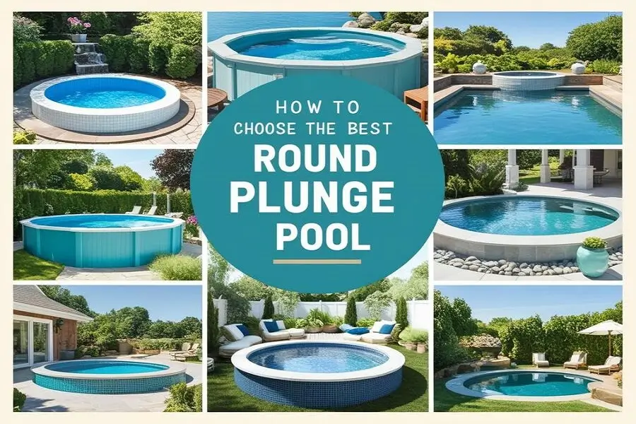 A stylish round plunge pool in a modern backyard setting.