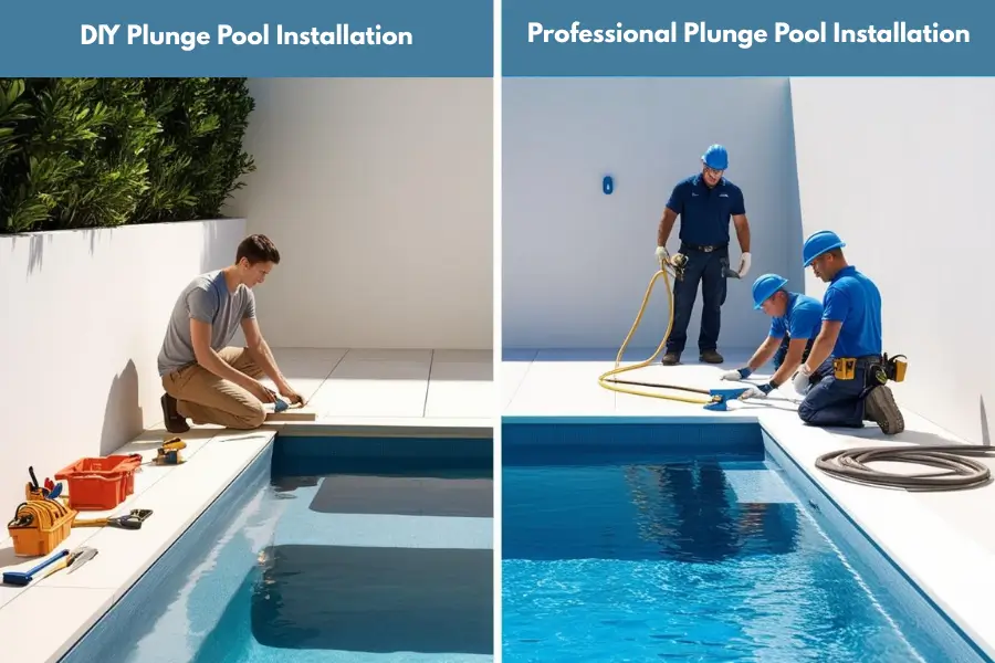 Comparison of DIY and professional plunge pool installation costs.