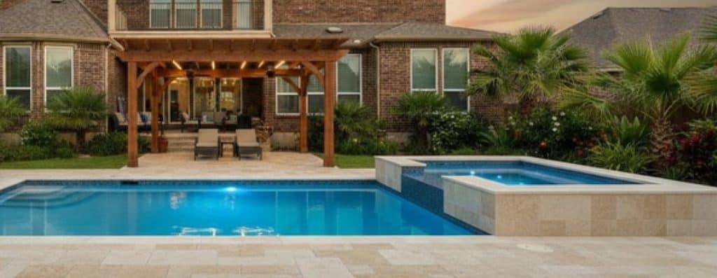 DIY fiberglass pool with integrated spa by Pools-Now